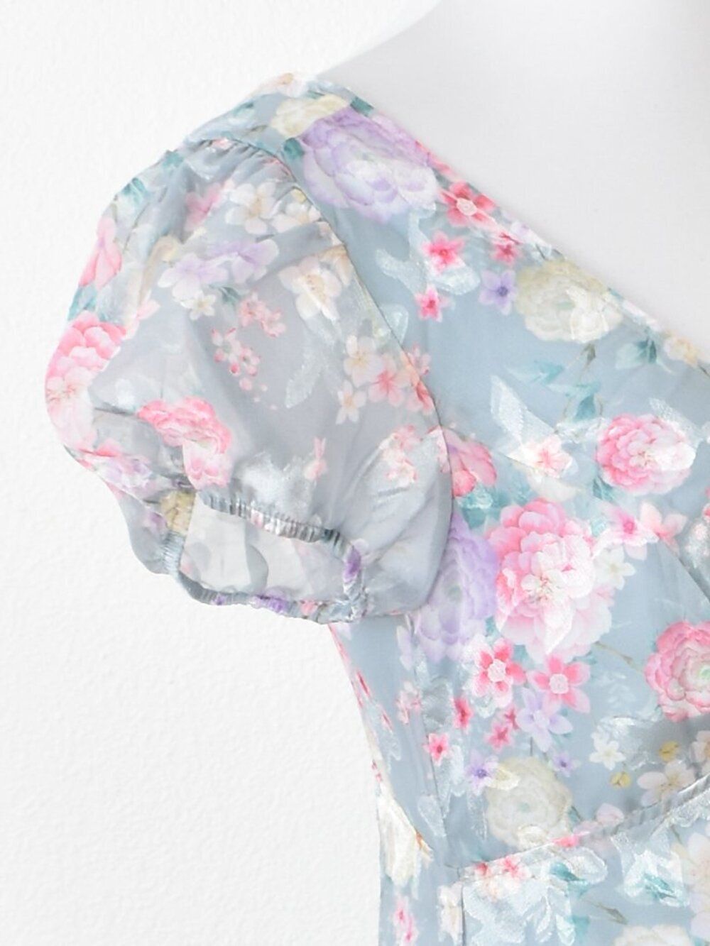 Lulu's Elegant Personality Slate Blue Floral Burnout Midi Dress NEW - S - Picture 4 of 12